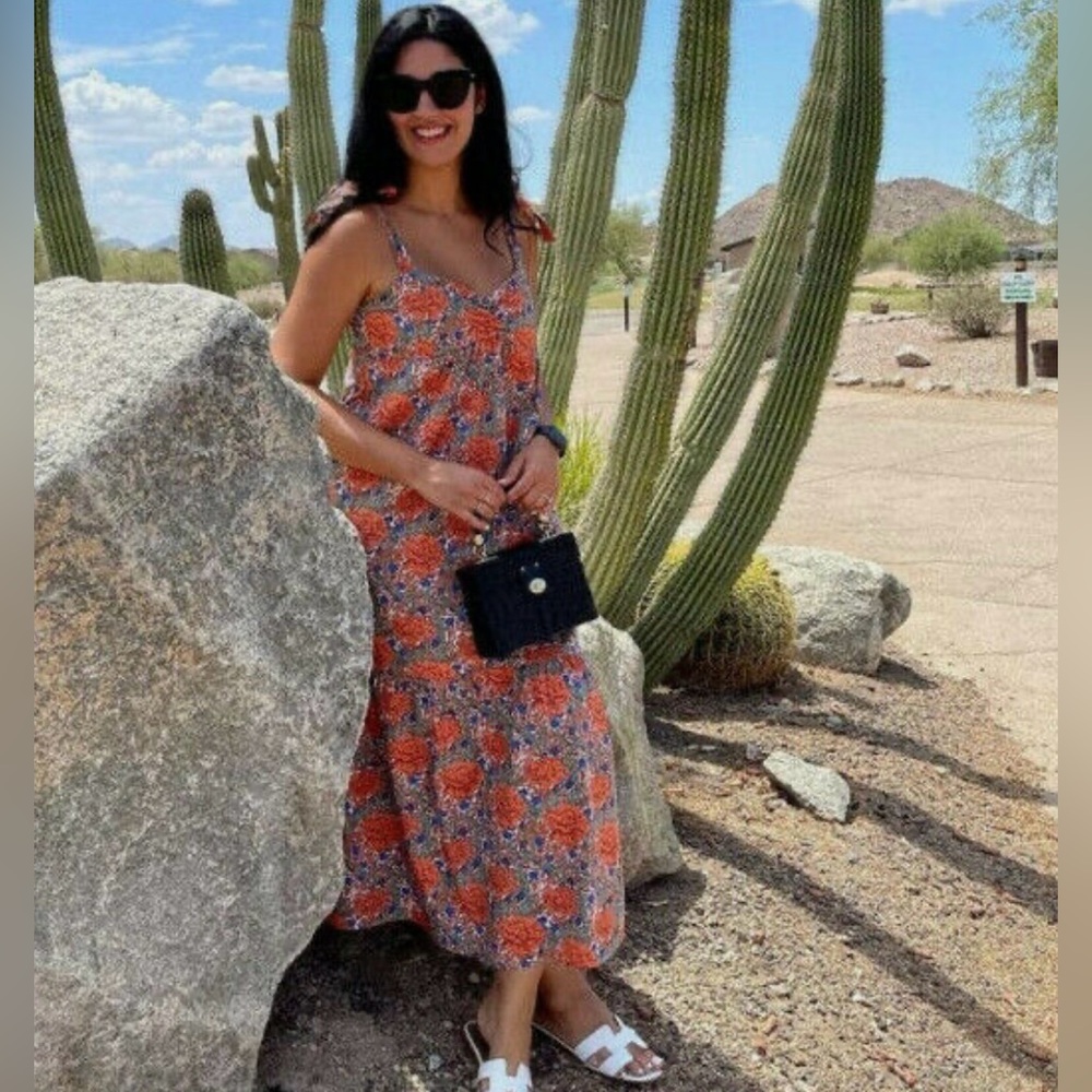 Zara Orange and Blue Floral Dress